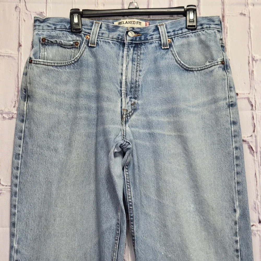 Y2K Levis 550 Relaxed‎ Fit Light Wash Blue Denim Jeans Mens 36x34 100% Cotton